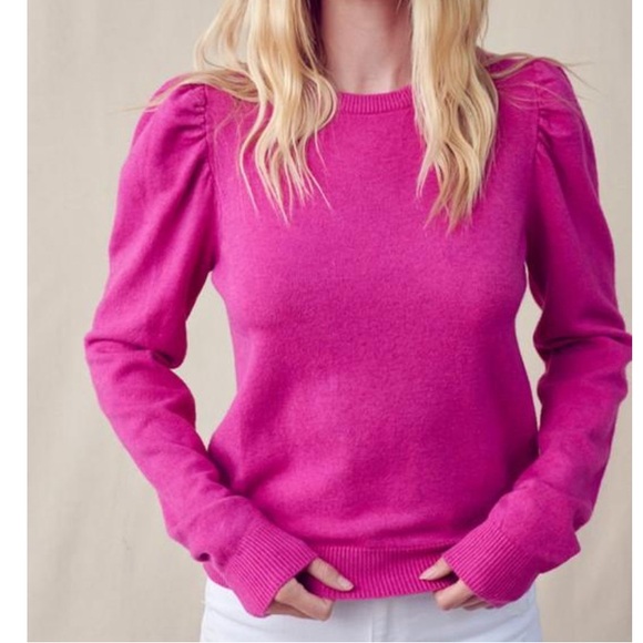 &Merci Sweaters - &Merci Pink Puff Sleeve Sweater